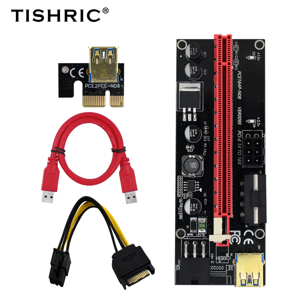 digital cable 1-10Pcs TISHRIC NEW VER009s PCIE Riser 009s Video Card Extender Adapter USB 3.0 Cable SATA to 6pin For BTC Mining Miner usb transfer cable Cables & Adapters