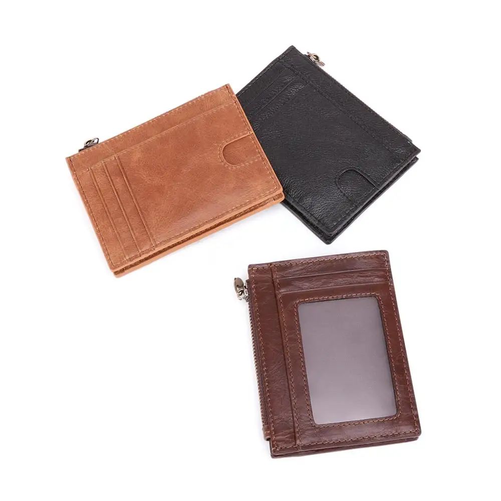 Genuine Leather Wallet For Credit Cards Rfid Card Holder Unisex Wallets Money Bag Slim Wallets Mini Wallets Thin Retro Style Bag