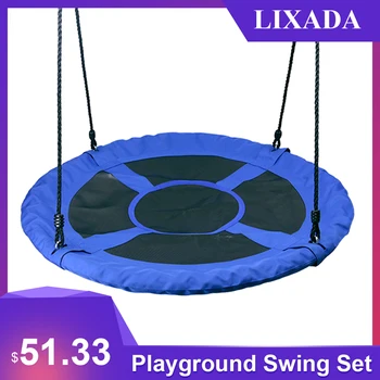 

1M 40inch Outdoor Kids Playground Swing Set Saucer Rotate Tree Nest Swing 900D 600lbs Flying Rope Round Swing albercas grandes