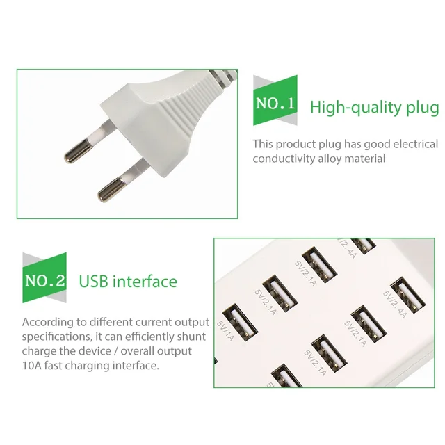 Station de Charge USB 10 Ports