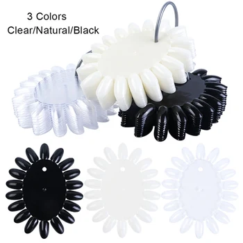 

180 Tips Oval Nail Art Display Board Colors Chart Wheel, Trainers Practice Ellipse Plastic Gel Polish Palette Tool Clear Natural