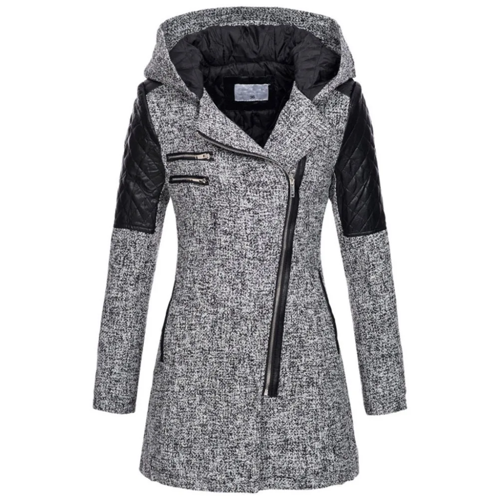 5XL размера плюс, Женская куртка, длинное пальто, теплое, ветрозащитное, на молнии, в стиле пэчворк, с капюшоном, пальто, женская парка, пальто, женская куртка, пальто