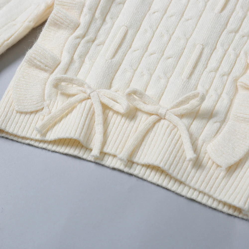Fall Autumn Winter 1-5Y Children Baby Girl Ruffle Knitted Sweater Warm Cardigan Pullover Outwear Warm