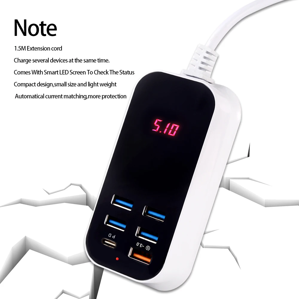 65 watt car charger Phone Multiple Ports Quick Charger For Apple USB C Charger Multi USB PD18W Charger Smartphone And Watch Charger USB Charger Hub quick charge 3.0