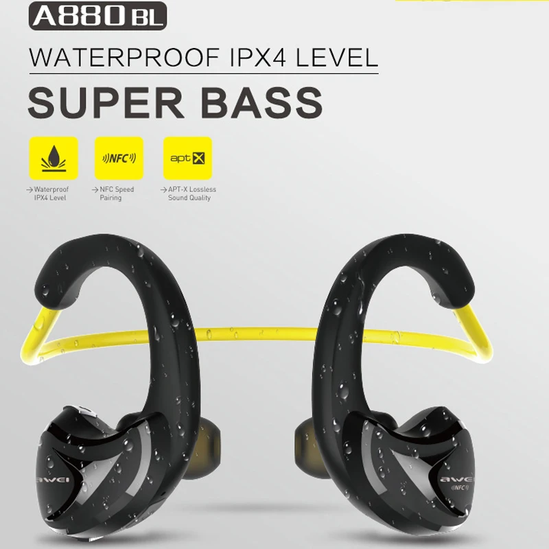 A880BL NFC Wireless Earphone Bluetooth Sport Headsets In Ear Earbuds Bass Stereo Headphone With microphone For Running | Электроника