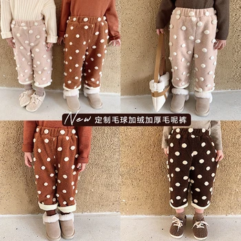 

baby Girls Trousers 2019 New Winter Loose Korean Children Wool Leisure Trousers kids thicking warm long pants