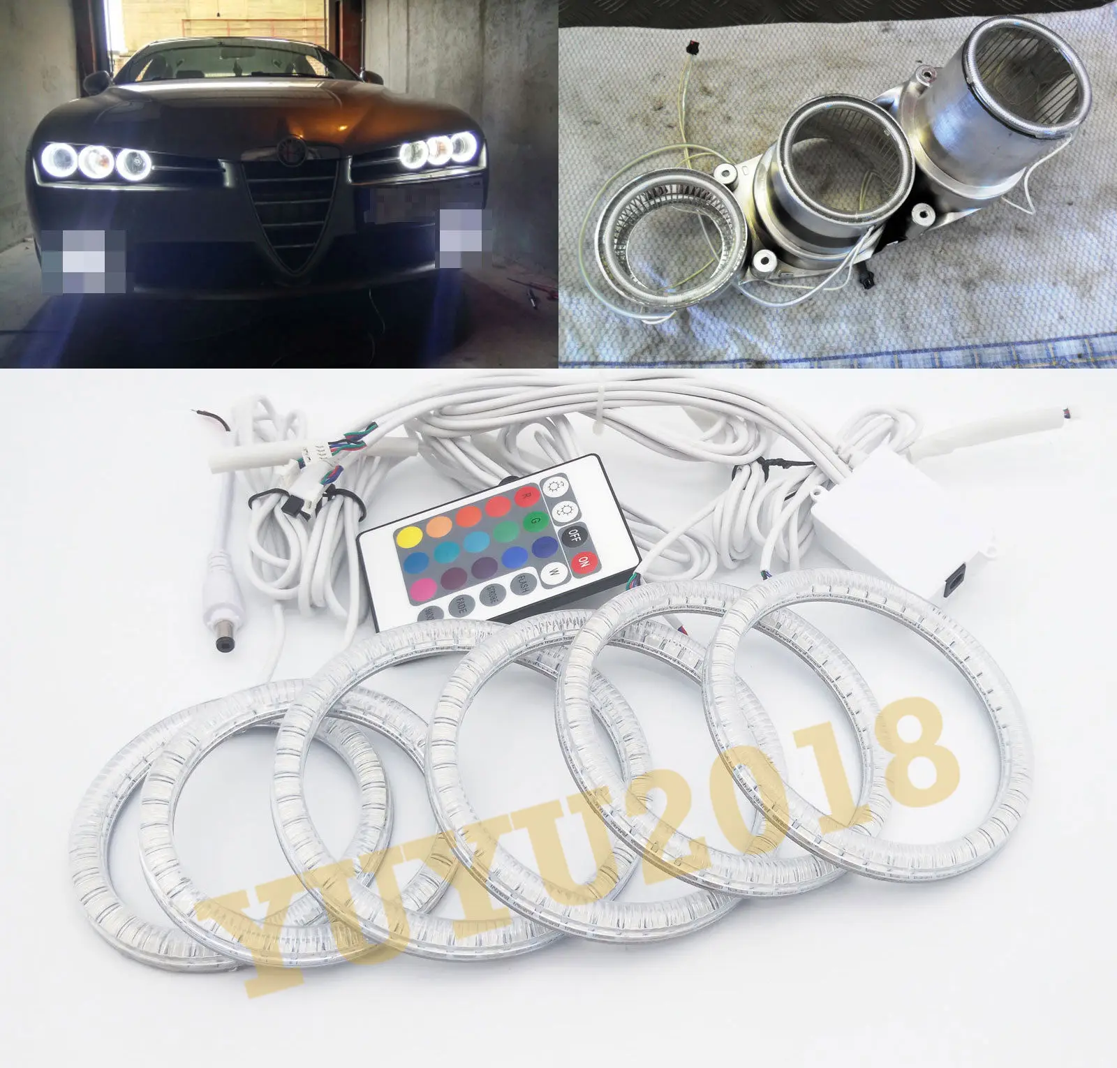 

6pcs RGB LED angel eye halo rings for Alfa Romeo 159 2005-2011 car headlight MultiColor Devil Demon Corona Flash lamp DRL