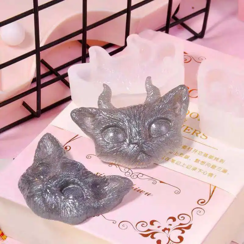 Новая прозрачная силиконовая форма, 2/3-eye Devil Cats Head, форма для изготовления ювелирных изделий, сделай сам, ремесло, смола, эпоксидный клей, форма для DIY, опора для ювелирных изделий