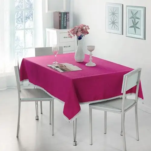 meihong 48 Decorative Tablecloth Imitation Linen Lace Table Cloth Dining Table Cover Home Decoration - Цвет: meihong