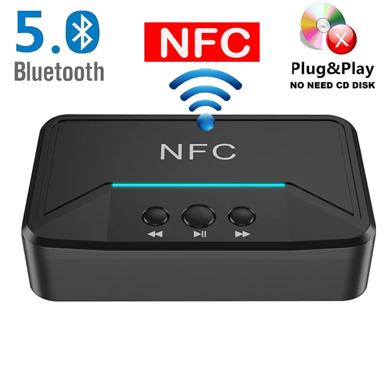 Bluetooth 5 0 NFC receiver Wireless Smart AUX 3 5mm Jack RCA HiFi Stereo Audio Output Suppotr USB Play For CAR Speaker Headphone