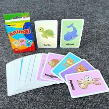 

36pcs Kids Cognitive Card Study Word Cards Educational Toys Matching Game Cartoon Vehicle Animal Fruit Learning Flashcards Study