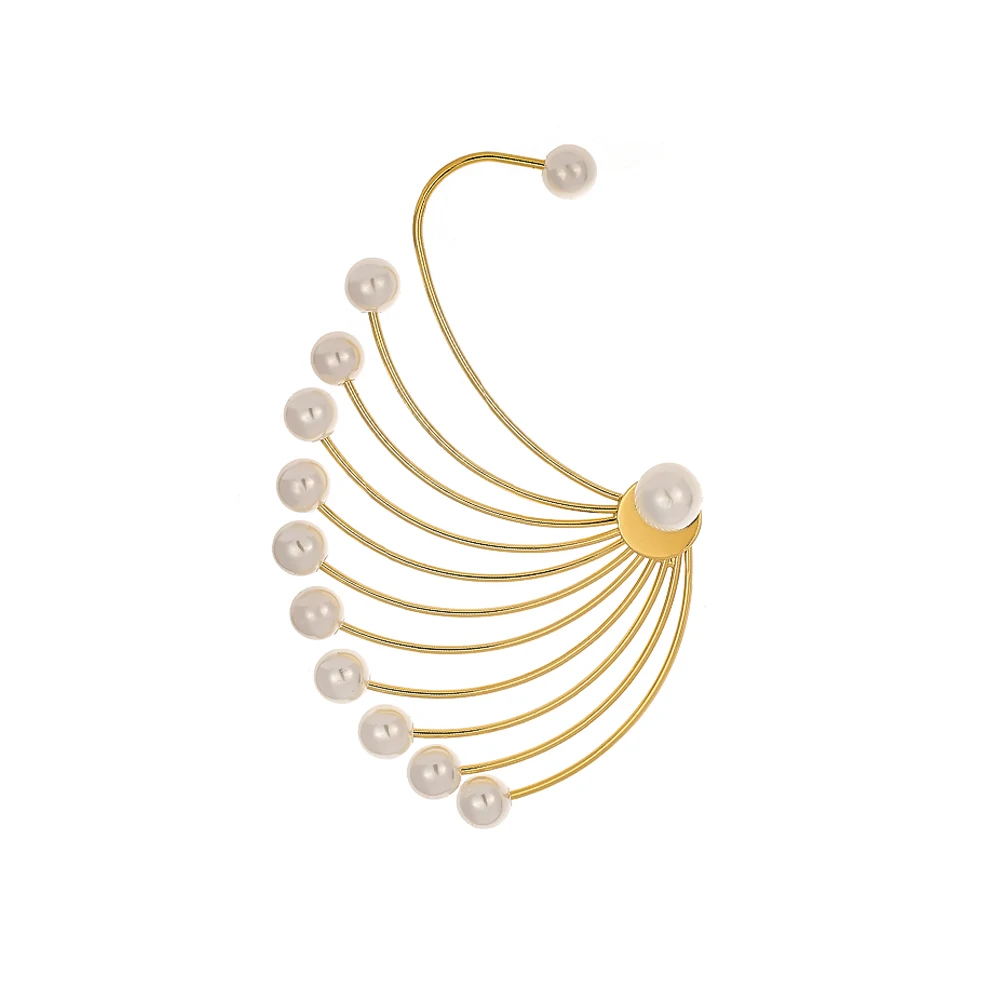 Gold 1PCS Yhpup 1 шт. индивидуальные брендовые жемчужные серьги-гвоздики Гипербола шоу для женщин золотые серьги эльфа аксессуары массивные модные украшения - Окраска металла: Gold 1PCS