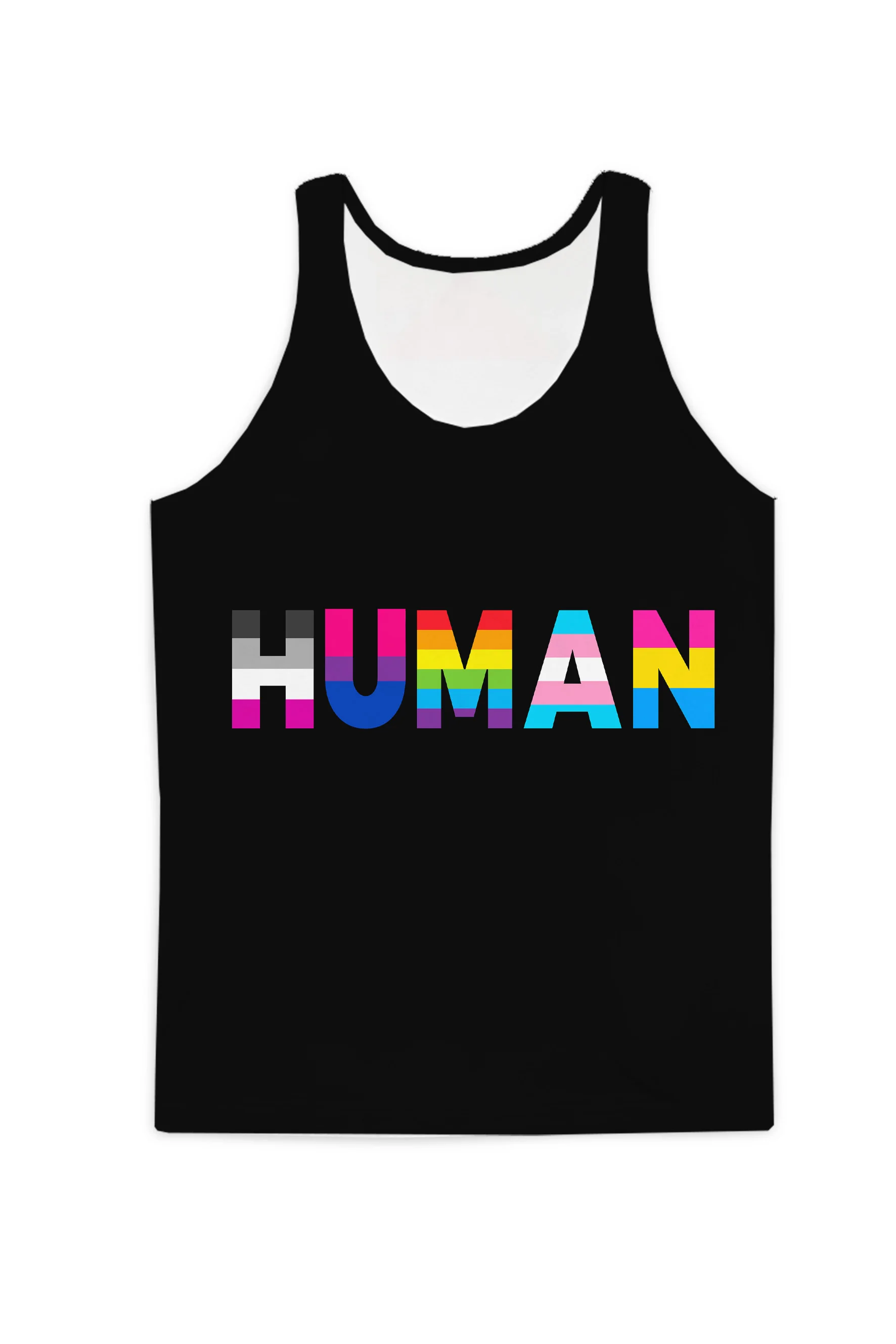 

REAL American SIZE Human - We're all one - LGBTQ Support - Love & Peace Sublimation Print Tank Top