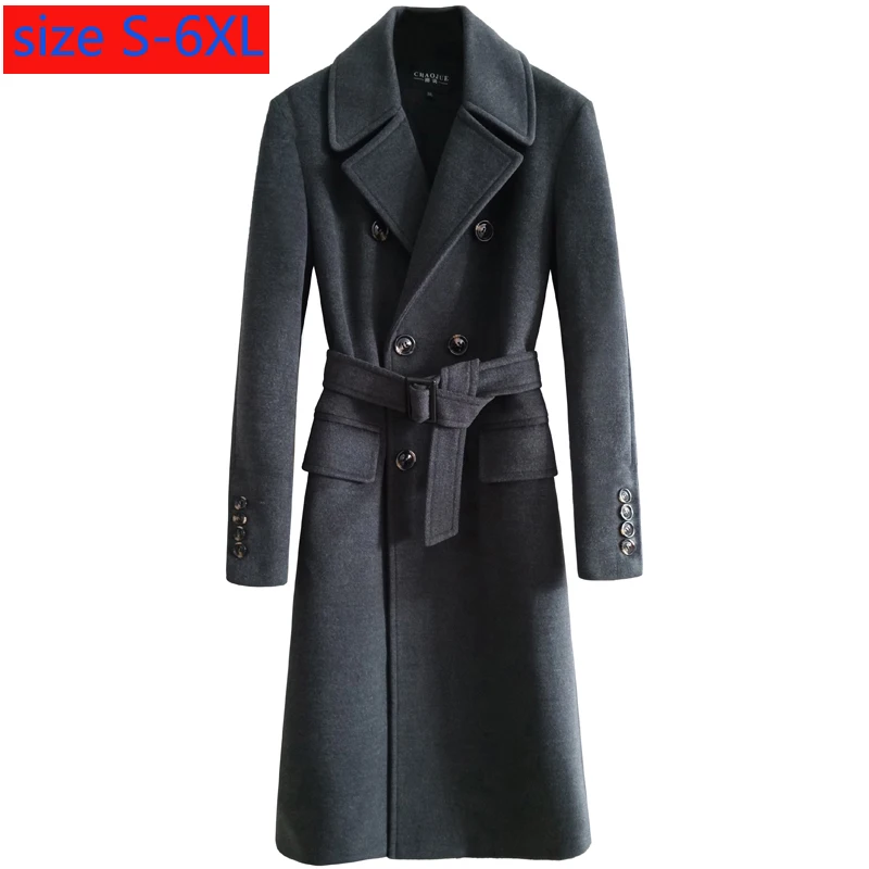 Модный водный однобортный пальто зимнее X-long повседневное толстое мужское шерстяное пальто Высокое качество плюс размер SMLXL2XL3XL4XL5XL6XL