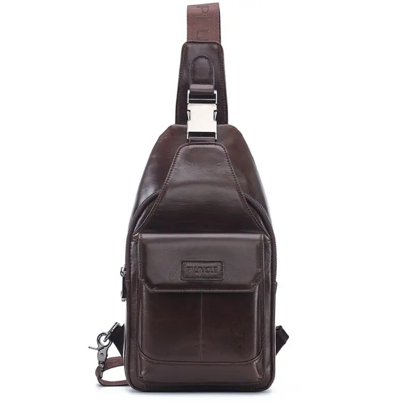 

Men's Chest Bag PU Leather Sling Shoulder Crossbody Bag for Travel Hiking