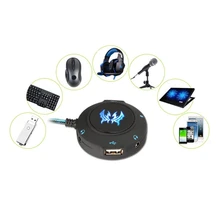 USB 2 0 Hub Sound Card External Adapter with Headphone Microphone Jack for Computer Laptop Mobile Phone