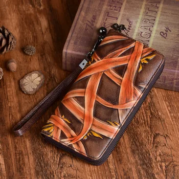 

Brand design Retro female wallet genuine leather bag for women Luxury Fashion High capacity ladies cluthes Multilay designer bag