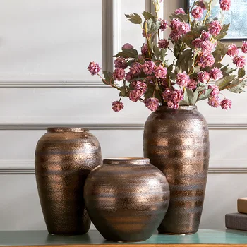

European-style Chinese Pottery Stone Pottery Tabletop Ceramic Earthenware Pot Flower Vase Living Room Flower Arrangement Jewelry