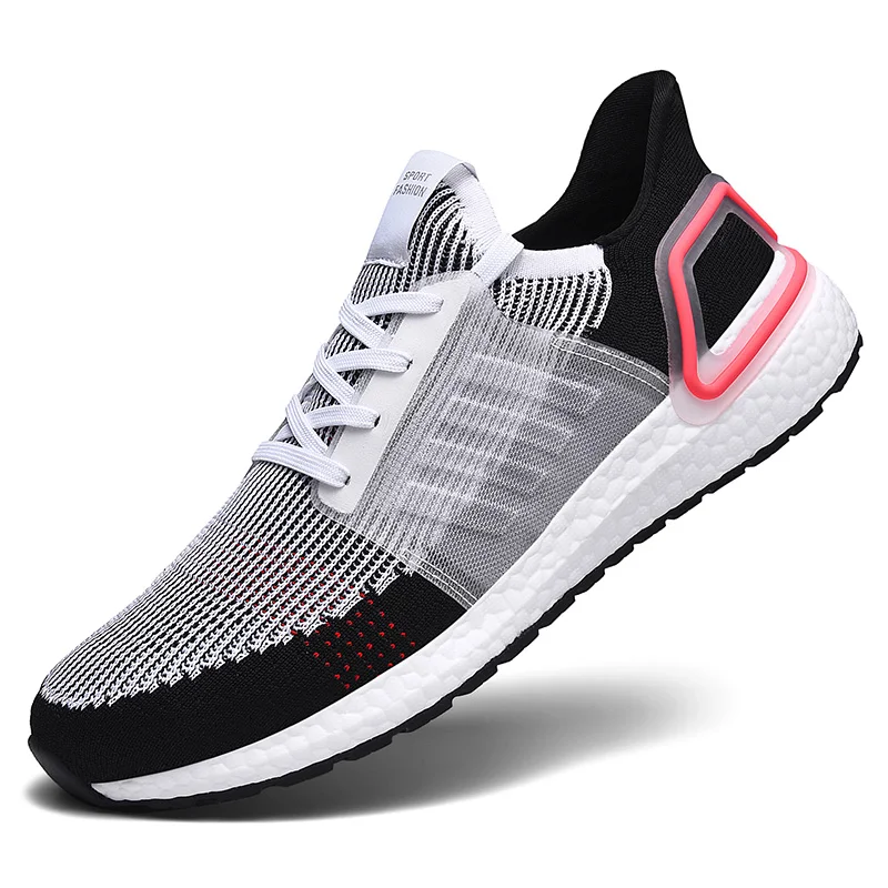 Spring and Autumn Massage Mesh Ultra Boost 19 Sneakers Wear Running Shoes Breathable Mens Outdoor Sports Shoes Zapatillas Hombre - Цвет: White black red