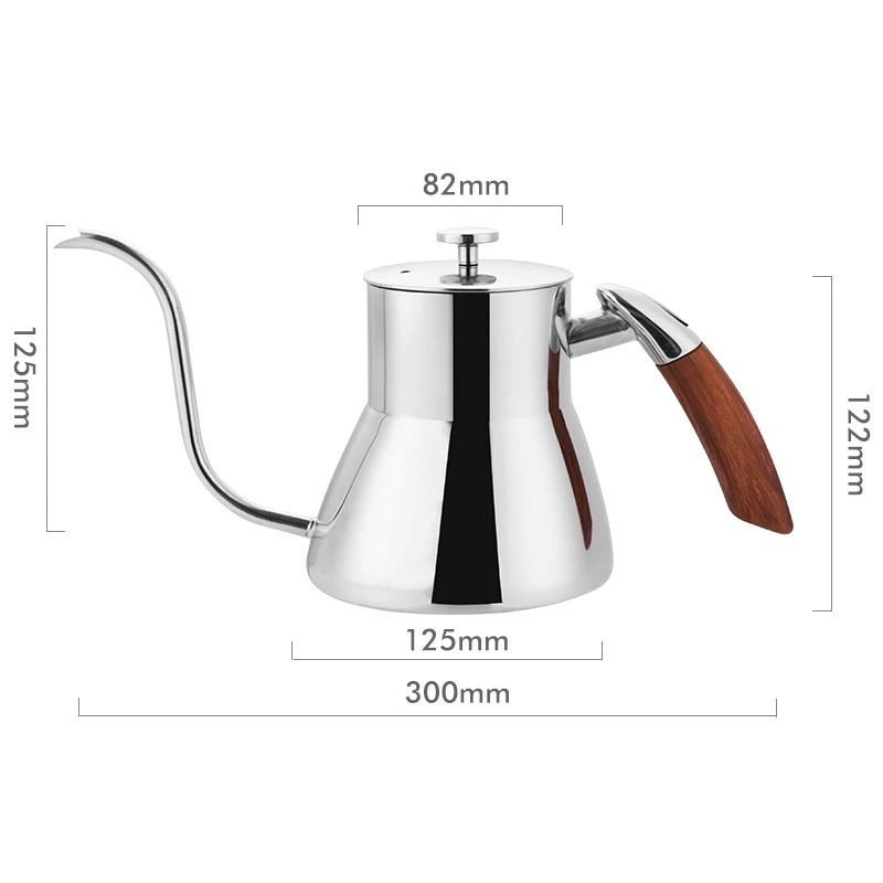 ABSS-800Ml гусиная шея чайник длинный узкий носик кофеварка с деревянной ручкой кофе ручной чайник