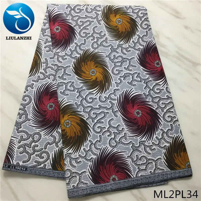 ML2PL34 LIULANZHI африканская восковая ткань,, восковые принты, ткань Анкара, восковая Полиэстеровая ткань для женщин, 6 ярдов, ML2PL21-ML2PL50 - Цвет: ML2PL34