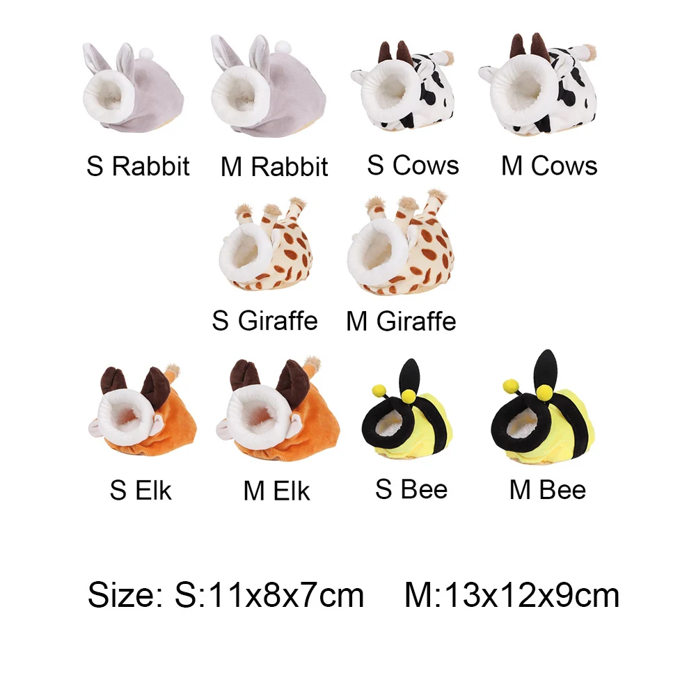 Cartoon Animal Styling Hamster House Soft Plush Winter Warm Small Animal Sleeping Bed For Guinea Pig Rabbits Hamsters Nest Mat