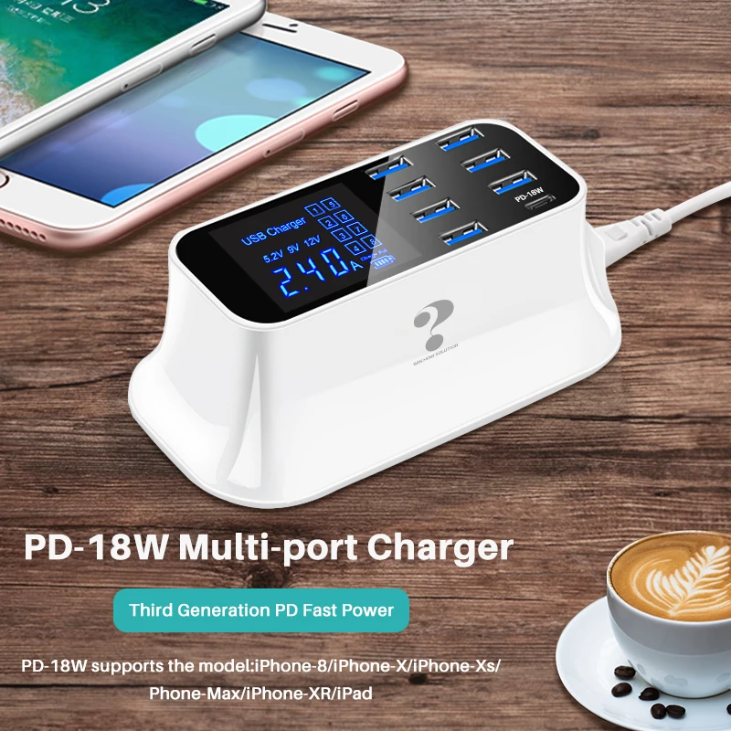 Модное быстрое зарядное устройство PD 18 вт универсальное для Xiaomi iphone X 8 7plus huawei samsung адаптер питания 8a розетка usb настенное зарядное устройство Smart