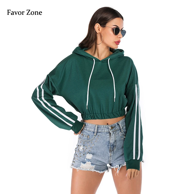 

Oversize Solid Color Women Hooded Tracksuit Short Style Casual Pullover Hoodies Autumn Winter Sexy Tight Waist Female Sweatshirt