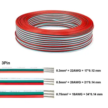 

1000m 3 Pin Electric Cable 0.3mm Tinned Copper Wire WS2811 LED Strip Extension Cable For SM JST Connector WS2812B Pixel Light