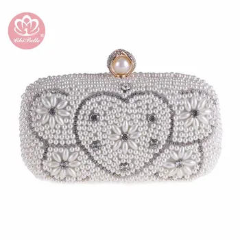 

Chi Belle beaded design pearls evening clutch bag rhinestone crystal handbag special wallet fashion frame bridal box party box