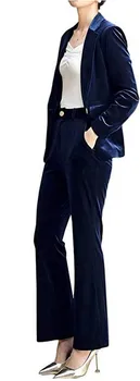 

Royal Blue Slim Fit 2 PCs Velvet Business Pantsuits Women Suit Office Formal Ladies Work Wear Blazer Outfit Pantsuit Custom Made