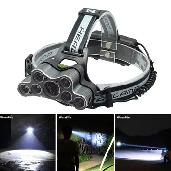 

Wasafire 3/5/7/9 LEDs Headlamp XML T6+Q5 Frontal Flashlight Waterproof Head Light Running Fishing Head Torch Lamp By 18650