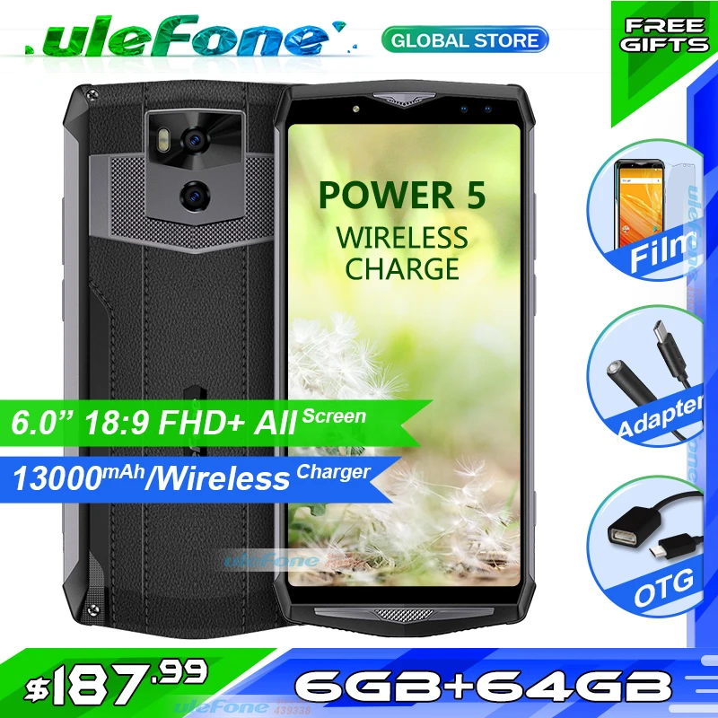 Ulefone Power 5 13000 мАч 4G смартфон с восьмиядерным процессором MTK6763 ОЗУ 6 ГБ ПЗУ 64 21