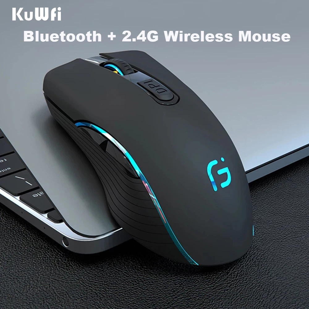KuWFi Computer Mouse Bluetooth 4.0+2.4Ghz Mouse Wireless Dual Mode 2 In 1 2400DPI Ergonomic Portable Optical Mice for PC/Laptop wireless mouse ergonomic mouse wireless optical mouse