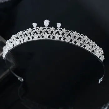 

CC Hairband Crown Tiara Wedding Hair Accessories For Women Bridal Water Drop Shape Hairwear Shine Rhinestone Simple Crowns XY810