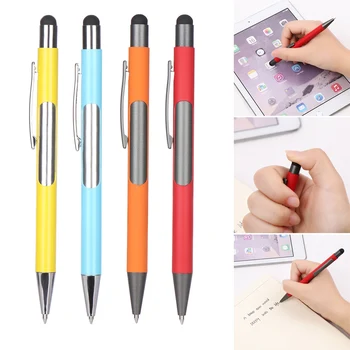 

2 in 1 Universal Capacitive Touch Screen Stylus Pen Multi-color Metal Press Ballpoint Pen For Samsung xiaomi iphone Smart Phone