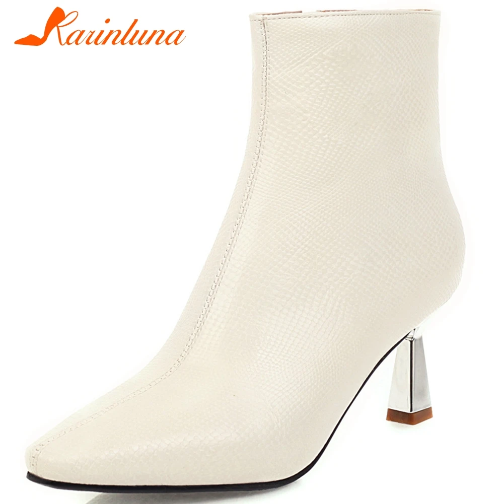 

Karinluna 2020 New Fashion Chelsea Boots Woman Shoes Strange Style Square Toe Zip Up Solid Spring/Autumn Boots Women Shoes