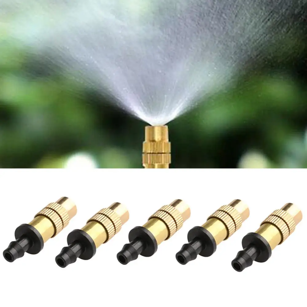 5pcs Brass Adjustable Spray Nozzle Water Mist Barb Garden Sprinkler Attatchment 