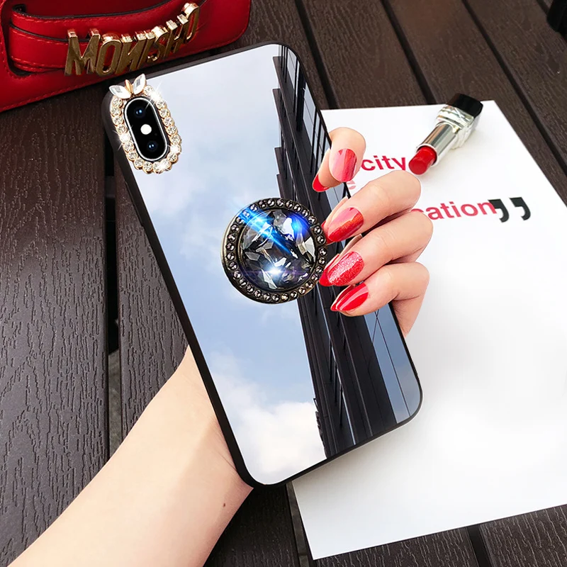 For Samsung Galaxy S21 Plus S22 Ultra S23 S24 Plus A14 A31 A71 Mirror Diamond Makeup Woman Holder Case