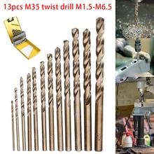 

13Pcs High Quatity HSS-Co M35 Cobalt Straight Shank Twist Drill Bit Power Tools Accessories For Metal Stainless Steel Drilling