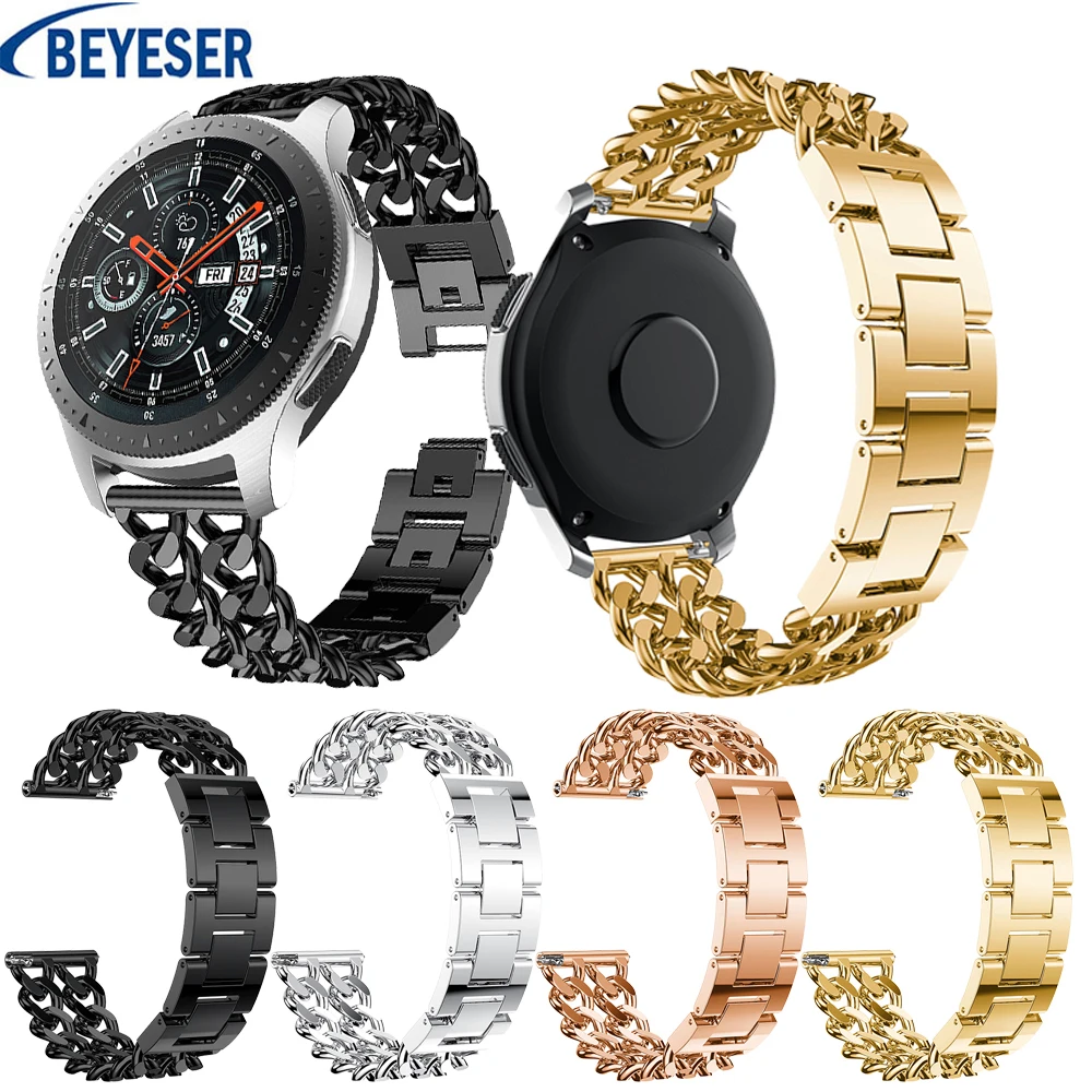 

Ремешок из джинсовой ткани для Samsung Galaxy Watch 46 мм, роскошный двухрядный браслет из нержавеющей стали, сменный Браслет для смарт-часов, 22 мм