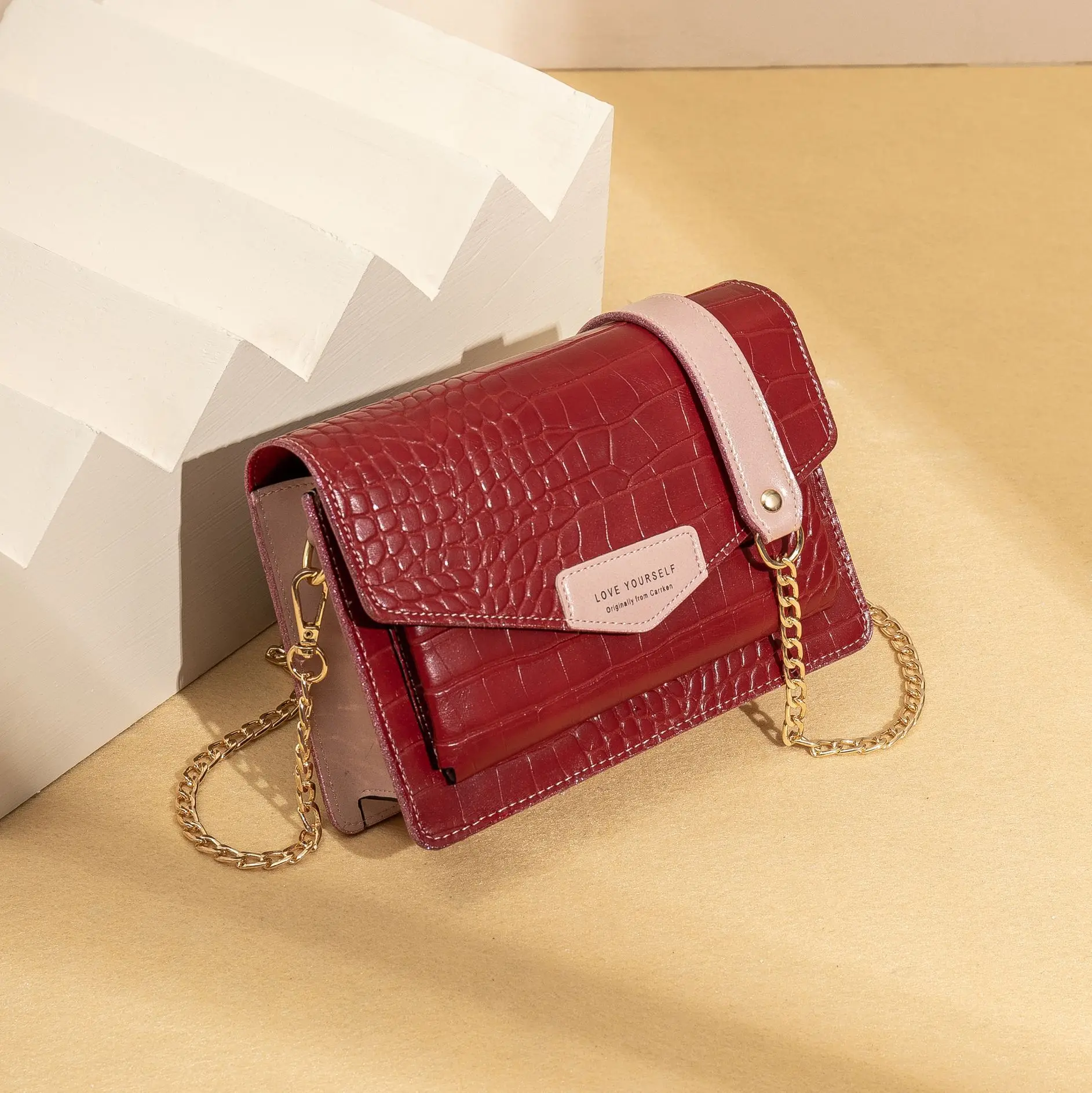 

Shoulder Bag INS Korean-style Fashion Winter Women's Trend Square Sling Bag Pattern Students PU Shoulder Bag