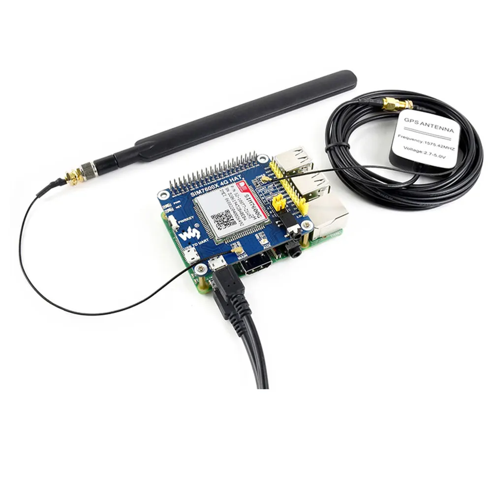 SIM7600E-H SIM7600G-H  ̿ SIM7600CE 4G HAT, 4G, 3G, 2G, GSM, GPRS, GNSS HAT, LTE CAT4, SIM7600