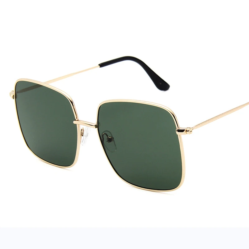 Gold Dark Green RBRARE, классические квадратные солнцезащитные очки для женщин, фирменный дизайн, Ретро стиль, металлическая большая оправа, солнцезащитные очки для мужчин, винтажные градиентные очки, Feminino - Цвет линз: Gold Dark Green