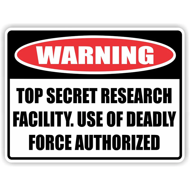

11333# 13cm/17cm Vinyl Decal Funny Warning Sticker TOP SECRET RESEARCH Facility Car Sticker on Bumper Rear Window Laptop