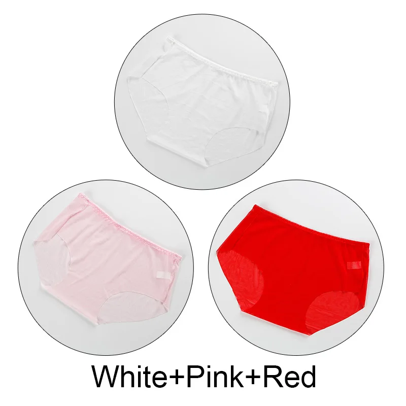 WhitePinkRed 3 шт./партия, прозрачные трусы с сеткой, пикантный женский бесшовный трусы, ультра-тонкое нижнее белье средней высоты, дышащее белье, большие размеры - Цвет: WhitePinkRed