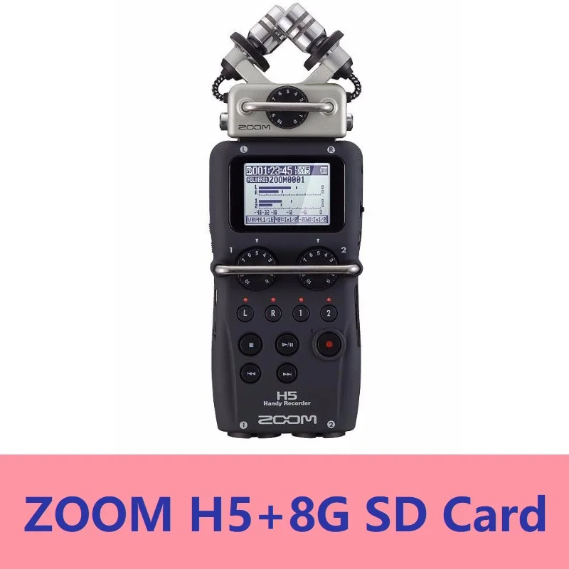 ZOOM H5 Профессиональный портативный цифровой рекордер четырехтрековый портативный рекордер обновленная версия записывающая ручка - Цвет: H5 and 8G card
