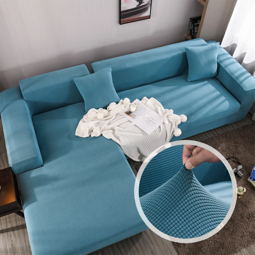 Stretch Elastic Plaid Sofa Cover Bedspread on the bed Sofa chaise cover