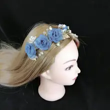 Популярная Корейская Роскошная блестящая темно-синяя 3D Цветочная повязка на голову, свадебные Стразы, тиара для женщин, гребень для волос, аксессуары, ювелирные изделия