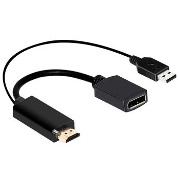 

Cable HDMI To DisplayPort Converter Accessories Laptop Desktop Active Black PC 4K 30HZ Home Office Connector USB 2.0 Powered